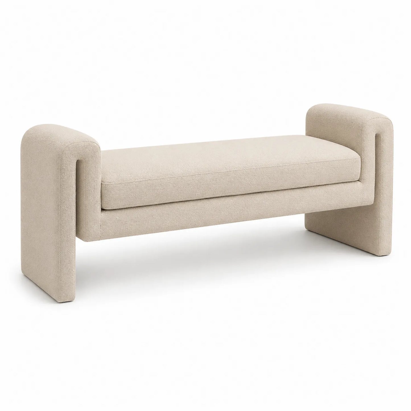 Banc en tissu polyester beige 140 x 40 x 50 cm