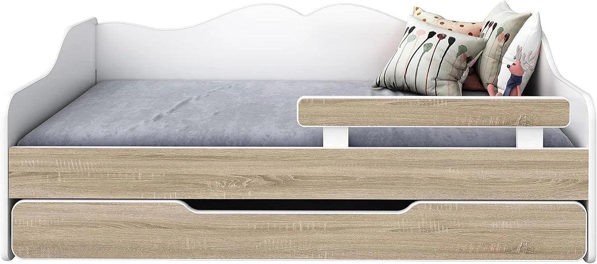 Canapé convertible et canapé-lit: pour enfant, avec tiroirs, avec barrière anti-chute, pliable, 140 × 70cm, revêtement en tissu
