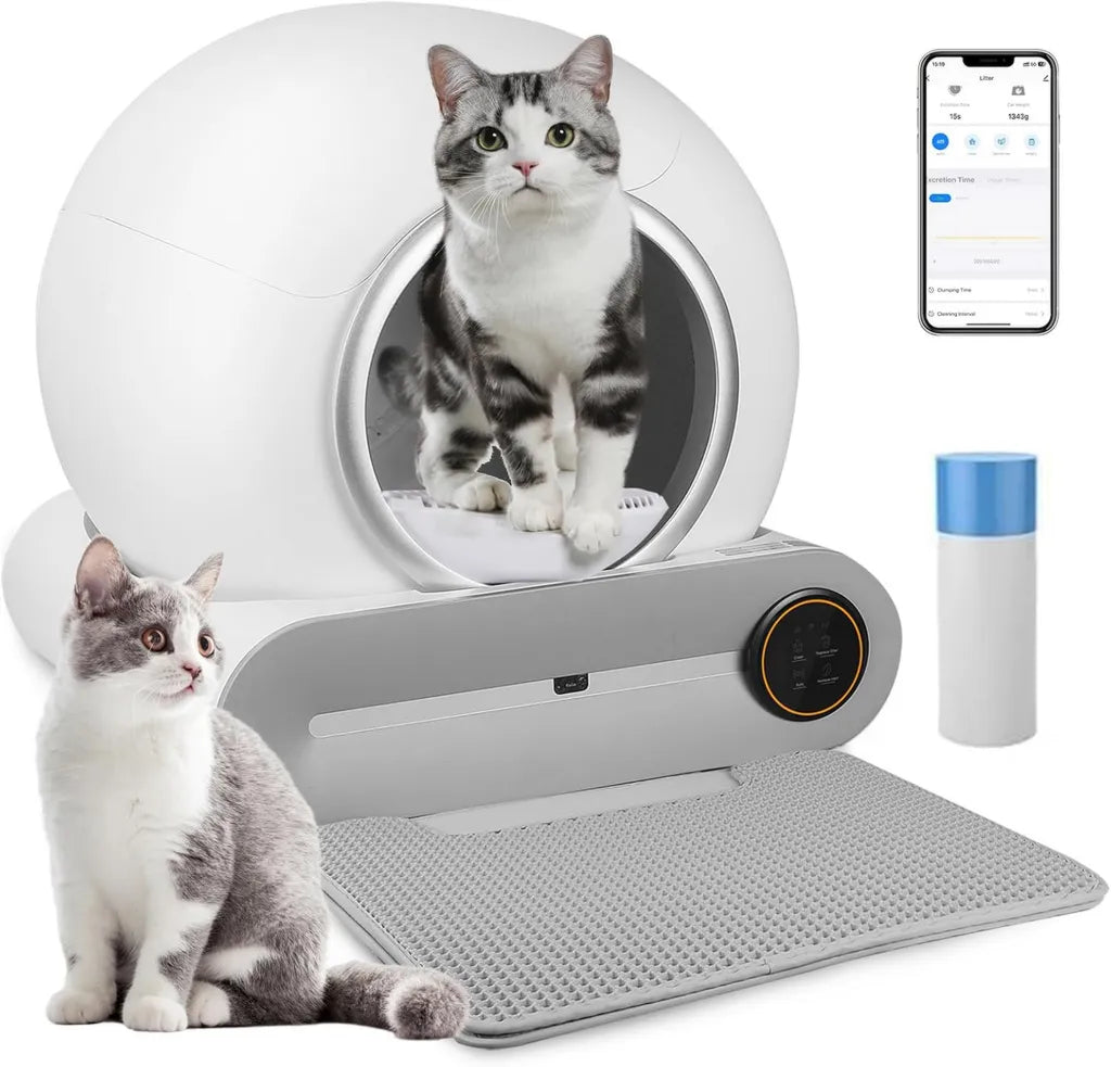 Litière automatique pour chat avec contrôle par application et désodorisant