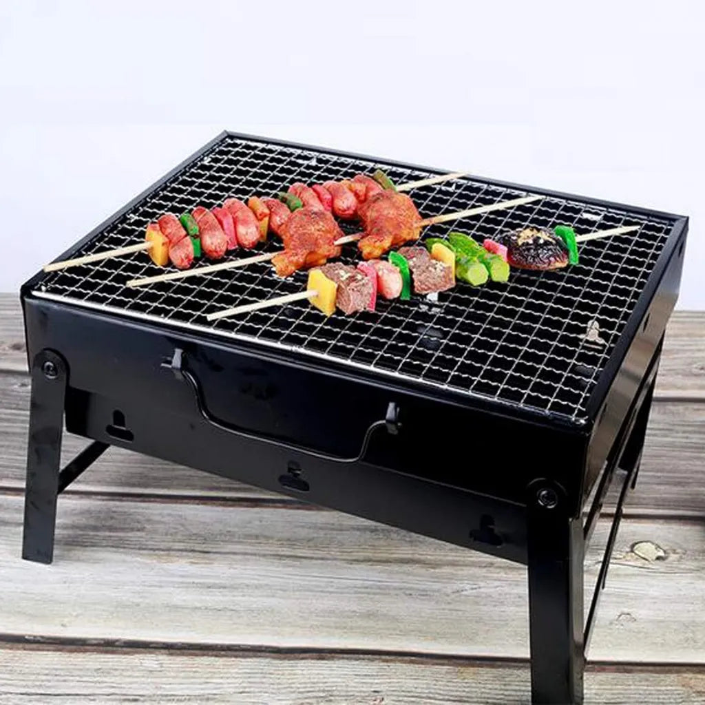 Gril à Charbon Portable 35x26x20 cm pour Camping et Terrasse