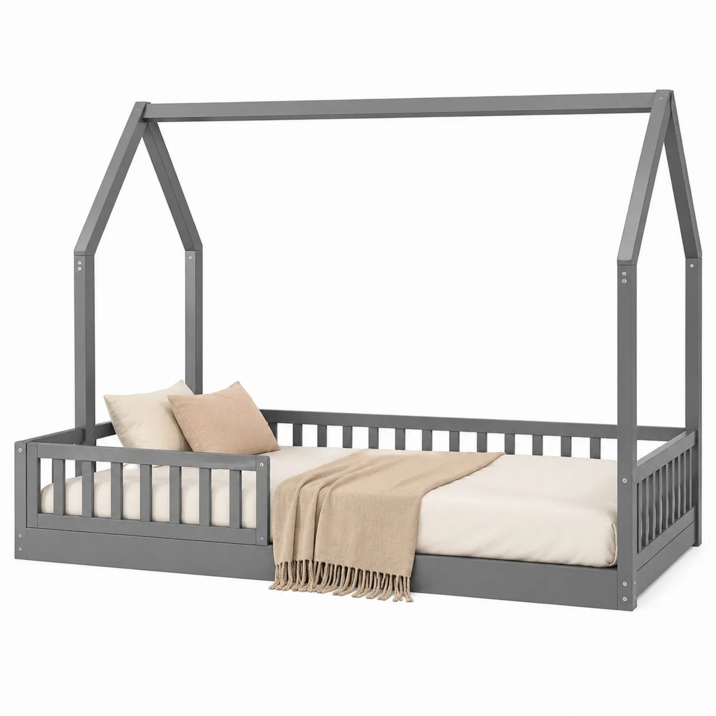 Lit pour enfant en bois massif Gris 200x90 cm