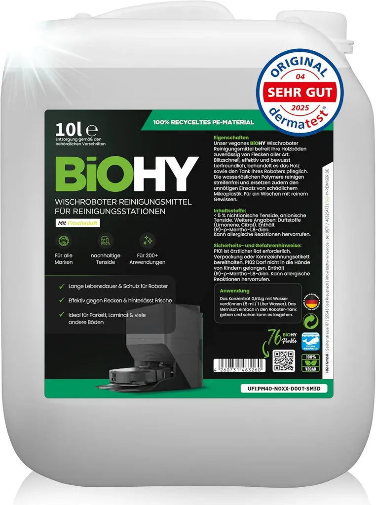 Nettoyant BiOHY pour Robots Aspirateurs - 10L, Compatibilité Station Nettoyage