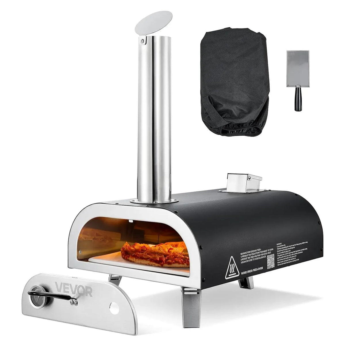 VEVOR Four électrique à pizza, 12 pouces, portable, extérieur, camping, noir, pour Réunion Camping Jardin Arrière-Cour