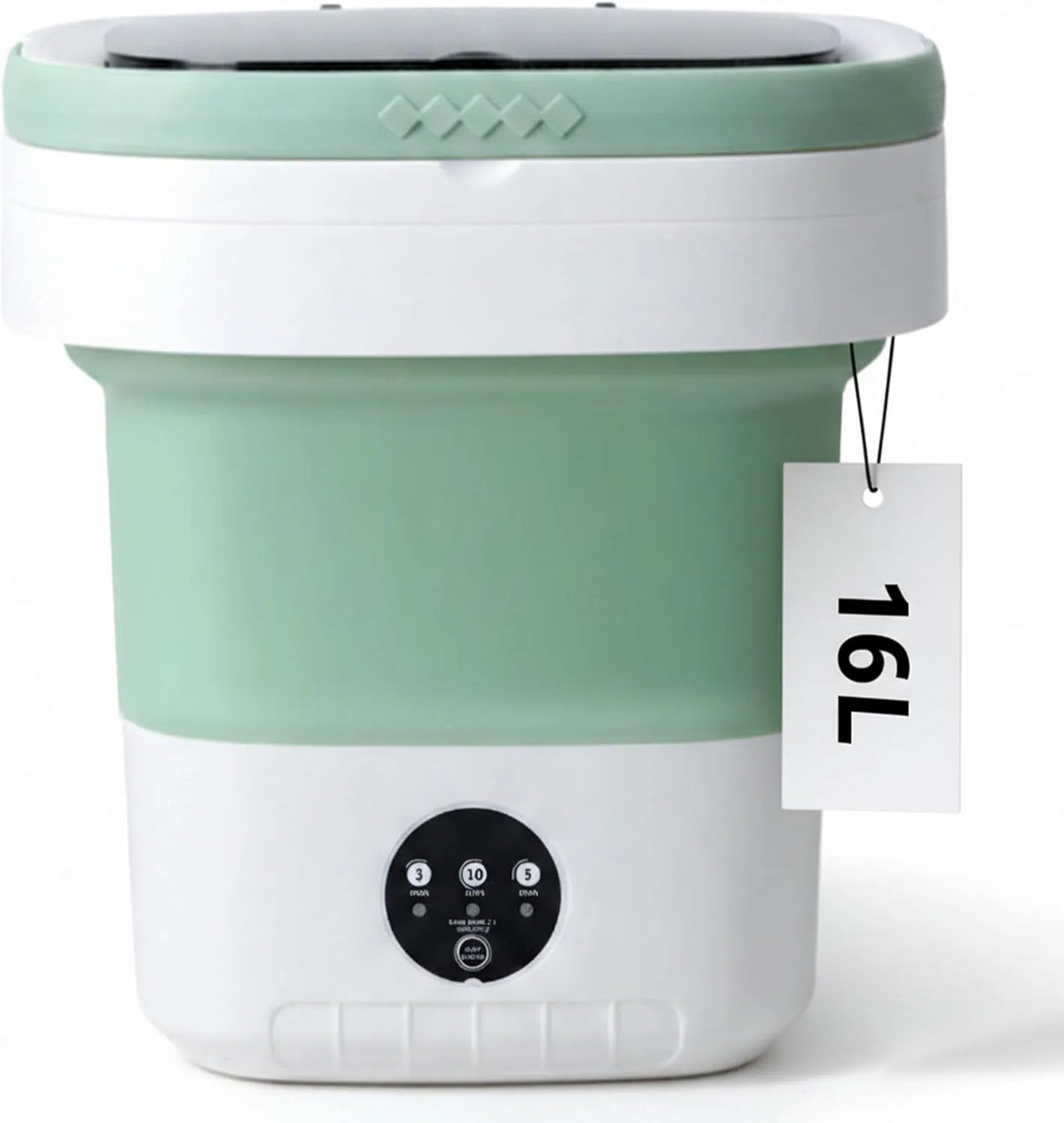 Lave-linge, 16 L, portable, vert, 3 modes pour voyage et petits espaces, Mini machine à laver portable 16 L pliable avec panier d'essorage