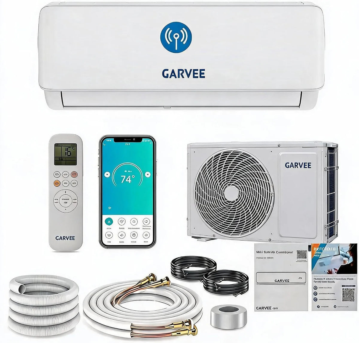 Climatiseur R32, installation murale, minuteur, Wi-Fi, Inverter, silencieux, App, ≈4500 frigories, Chaud