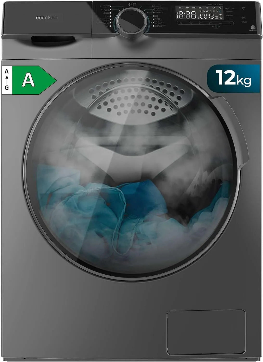 Cecotec Bolero DressCode 121000 Lave-linge, 2000 W, 14 programmes, 12 kg, Inverter, 1400 tr, min max réglables, certification WoolMark, Spa Care