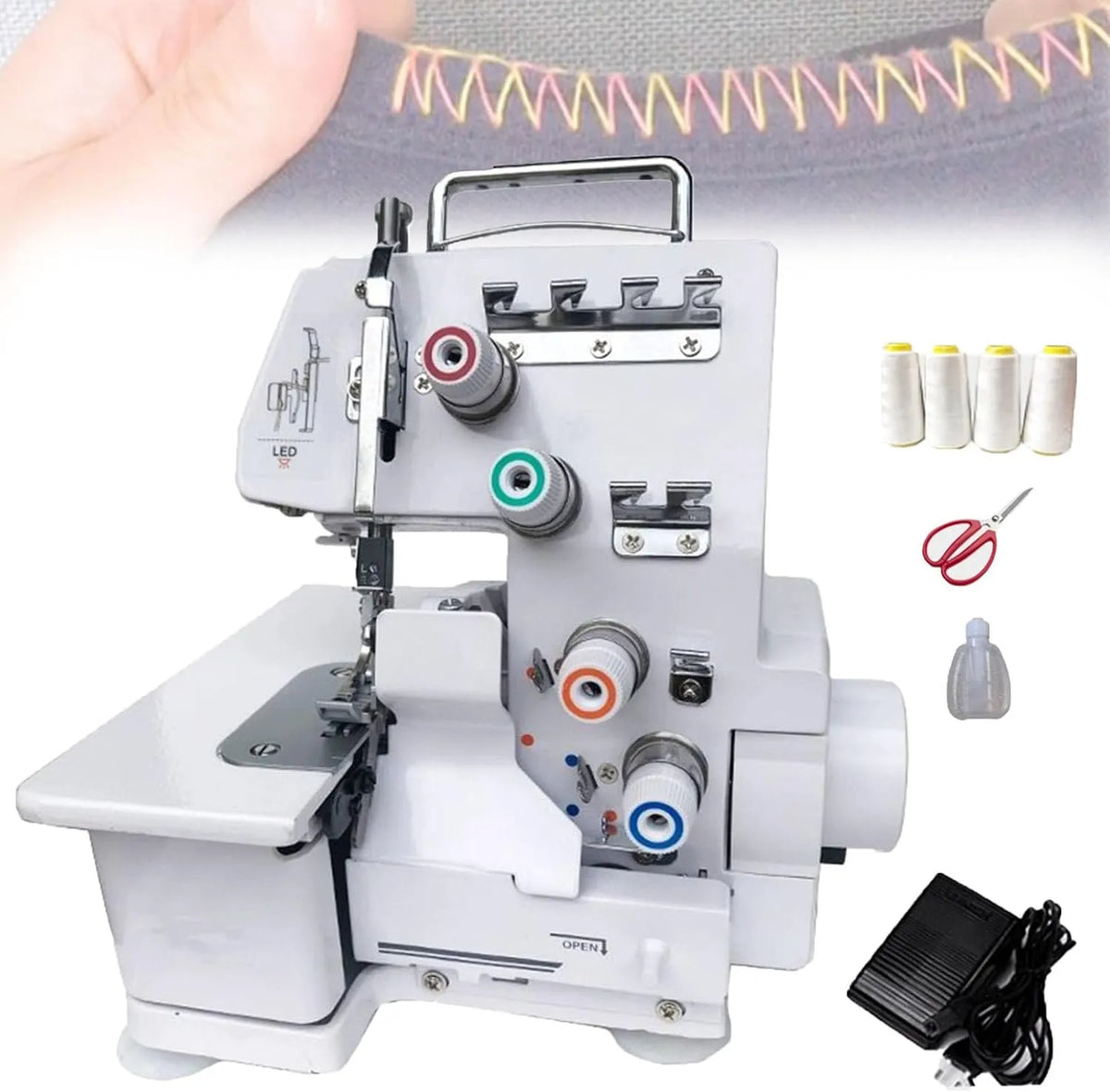 Accessoire pour appareil, portable, éclairage LED, Machine à Coudre Surjeteuse 3-4 Fils, Surjeteuse Portable pour La Couture à Domicile