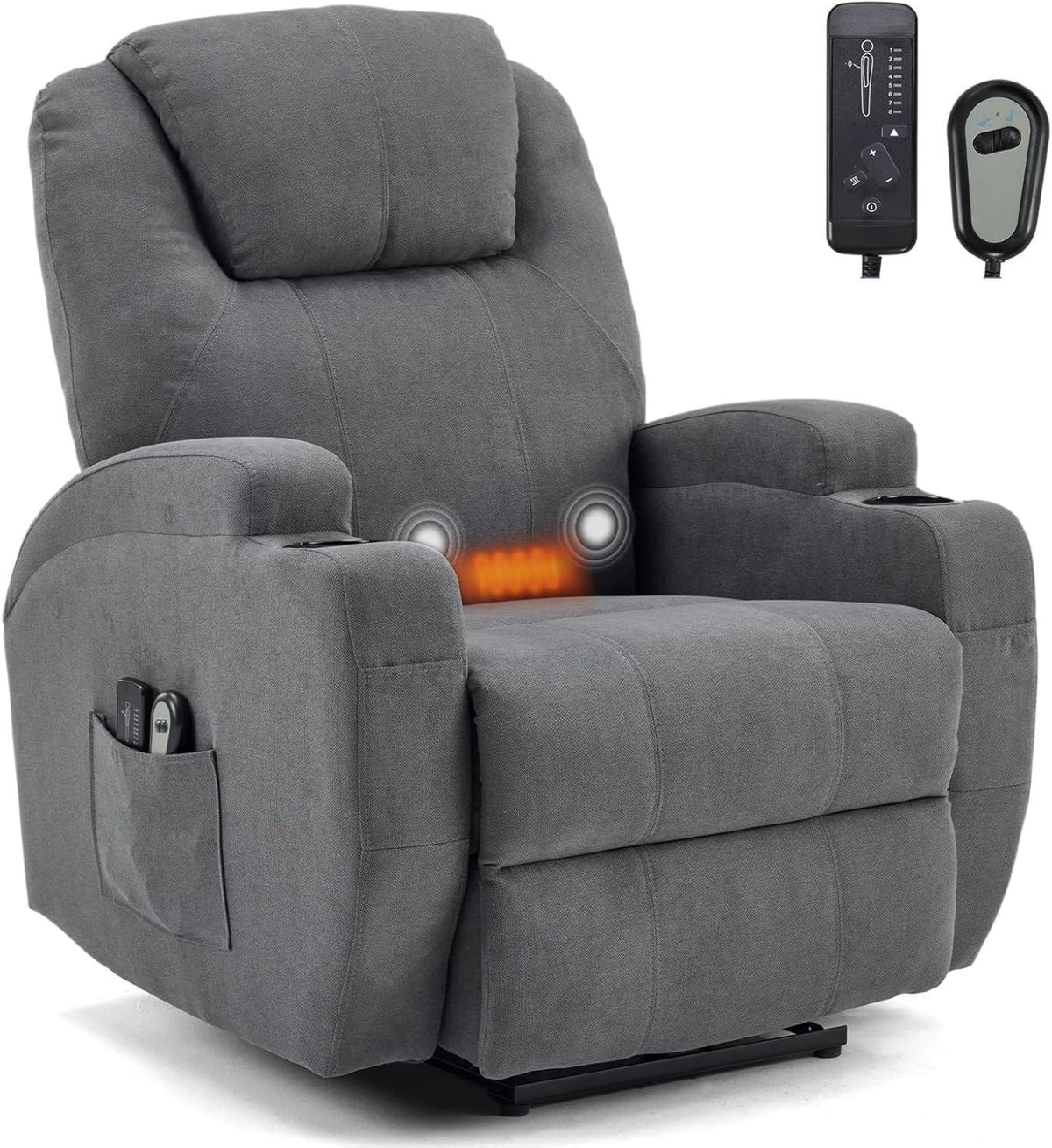 Fauteuil de massage: inclinaison réglable, gris