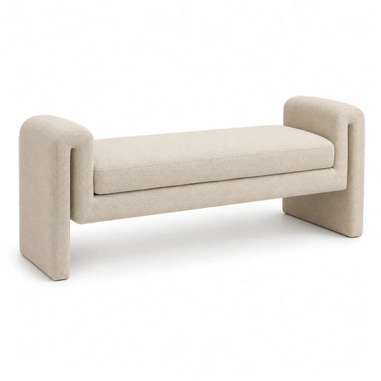 Banc en tissu polyester beige 140 x 40 x 50 cm