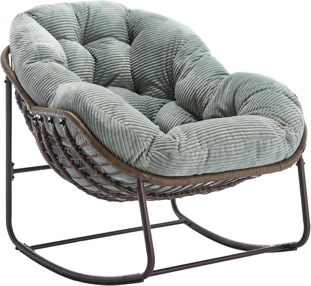 Fauteuil à bascule — vert, en résine tressée