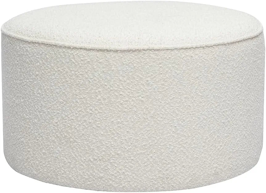 Miliboo Pouf Rond en Tissu Effet Laine bouclée Blanc D70 — revêtement en tissu, revêtement bouclé