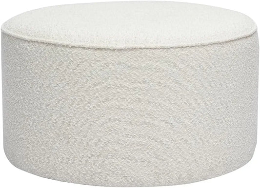 Miliboo Pouf Rond en Tissu Effet Laine bouclée Blanc D70 — revêtement en tissu, revêtement bouclé
