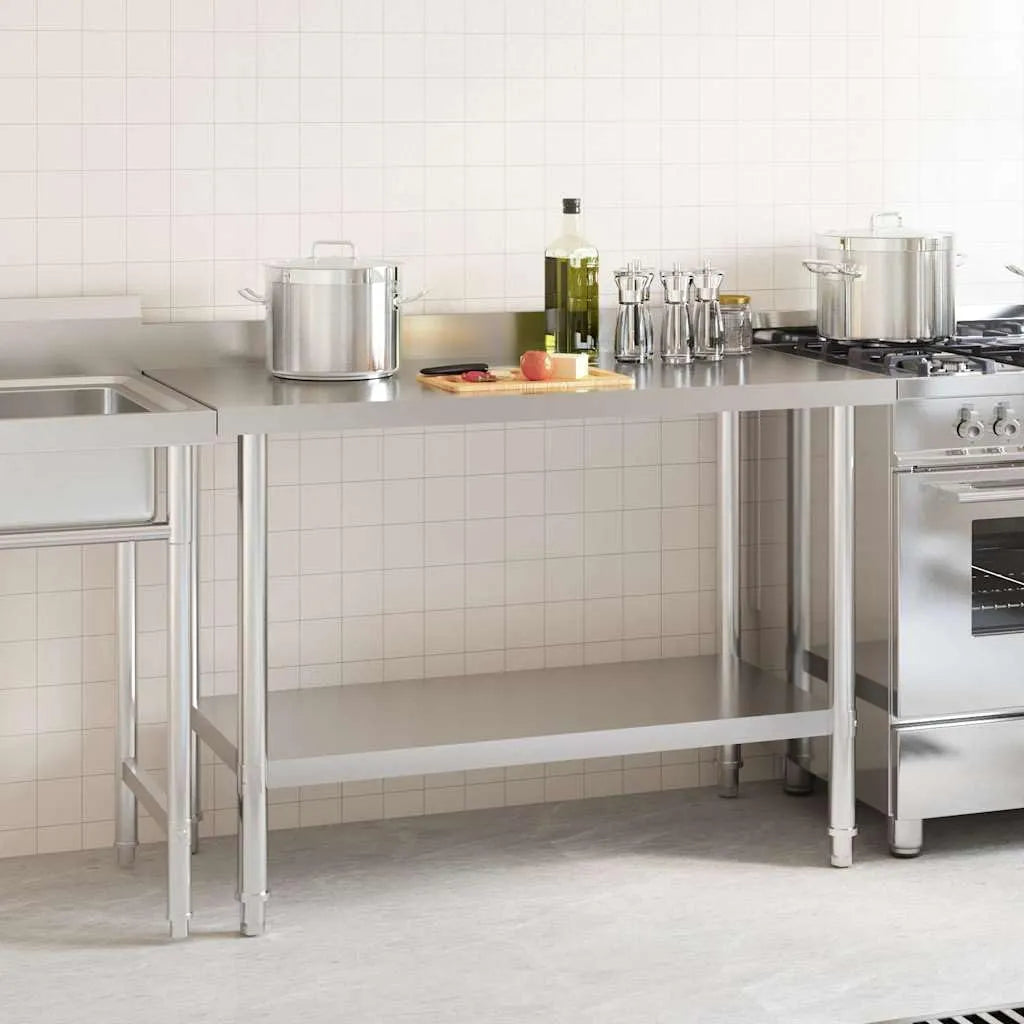 Solivagant Table de Travail de Cuisine avec dosseret 120x60x93 cm – INOX, 120 × 60 × 93 cm, 16.9 KG