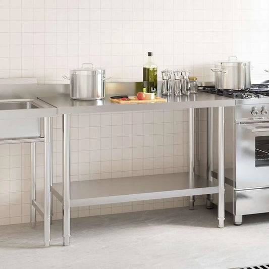 Solivagant Table de Travail de Cuisine avec dosseret 120x60x93 cm – INOX, 120 × 60 × 93 cm, 16.9 KG