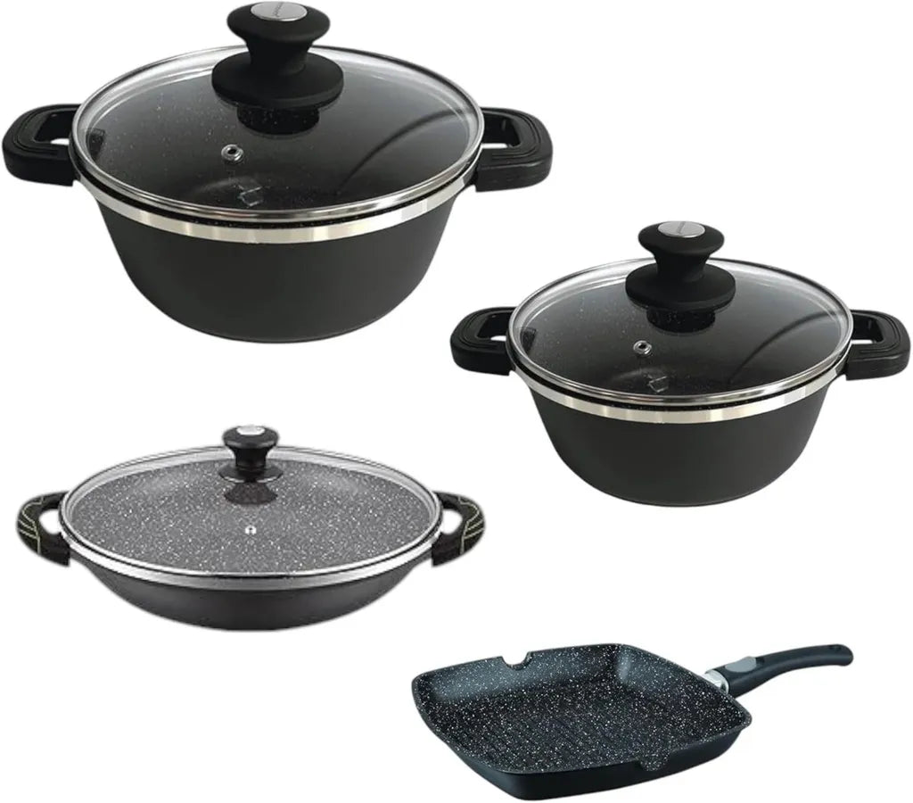 Ensemble de Cuisine 14 Pièces pour Induction - Poêles Antiadhésives et Casseroles avec Couvercle