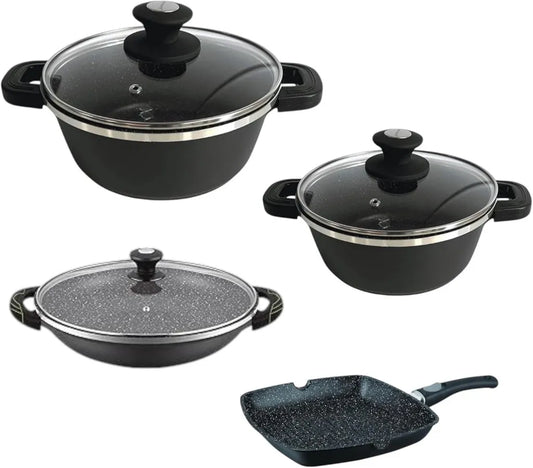 Ensemble de Cuisine 14 Pièces pour Induction - Poêles Antiadhésives et Casseroles avec Couvercle