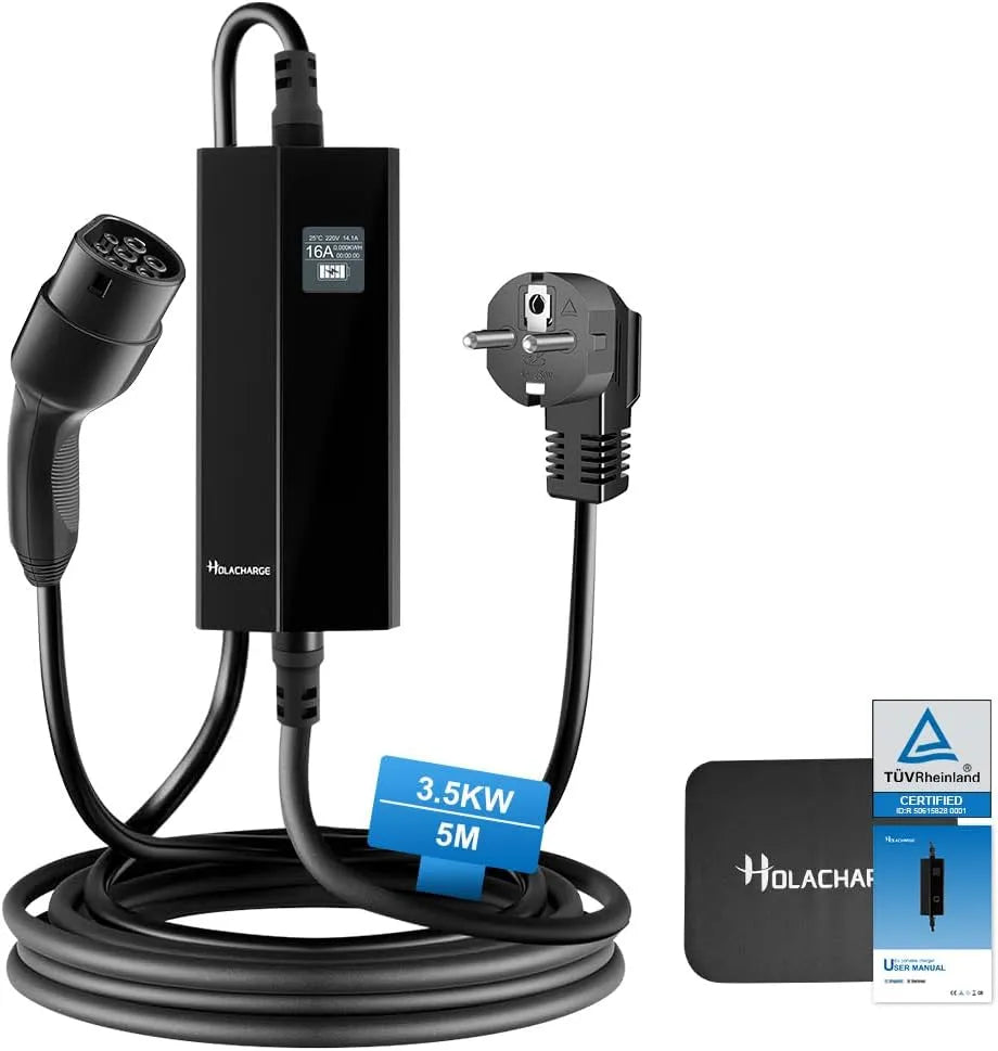 Câble de recharge Type 2 pour voiture électrique et câble EV Mode 3, 3,68 kW, 5M, pour véhicule et alimentation mobile, avec affichage numérique