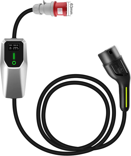 Borne de recharge pour voiture électrique et chargeur EV mobile, triphasé, 22KW, 32A, 6A, 8A, Type 2