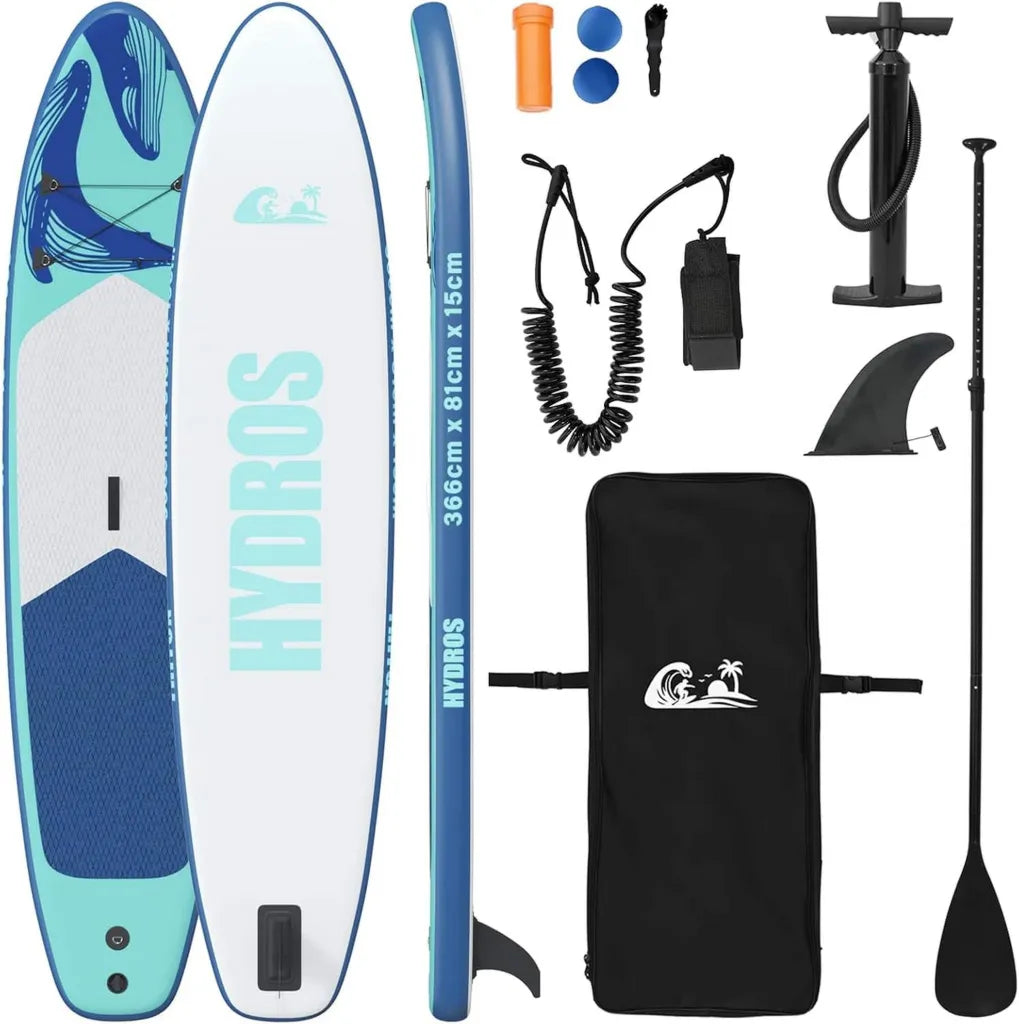 Planche à Pagaie Gonflable Turquoise 366 cm - Résistante UV, Idéale pour lacs et rivières