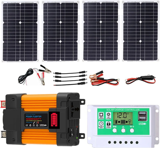 4000W 6000W Kit Onduleur Solaire Complet Avec Régulateur 50A Et Panneaux Solaires 100W Système De Réseau Domestique Pour Les Systèmes De Production