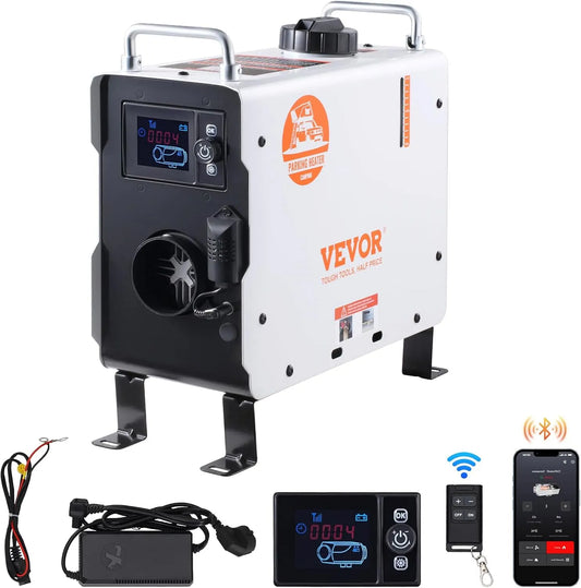 VEVOR Chauffage Diesel 2 kW, Contrôle par App Bluetooth, Télécommande et Écran d'Affichage, Réchauffeur d'Air Diesel 12/24 V