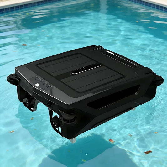 Robot Nettoyeur de Surface Solaire sans Fil pour Piscine avec Aspiration 360°, Grande Autonomie, Nettoyage Efficace