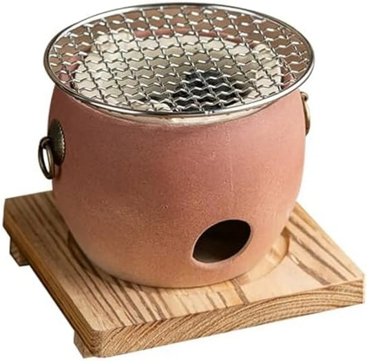 Barbecue Hibachi en Argile Rouge, Portable et Intérieur