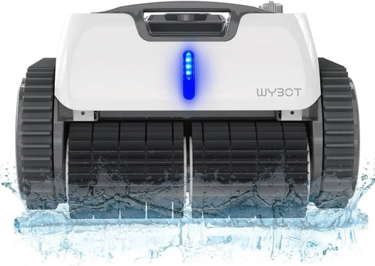 Robot nettoyeur de piscine sans fil WYBOT, autonomie 120 min, nettoyage sol, ligne d'eau et murs, charge rapide, idéal pour piscines hors sol et enterrées jusqu'à 120 m²