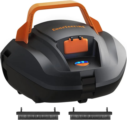 Nettoyeur de Piscine Automatique avec Batterie, 120 Min d'Autonomie, Double Moteur, Charge Rapide 2,5H, pour Piscines jusqu'à 80 m² et Hors-Sol
