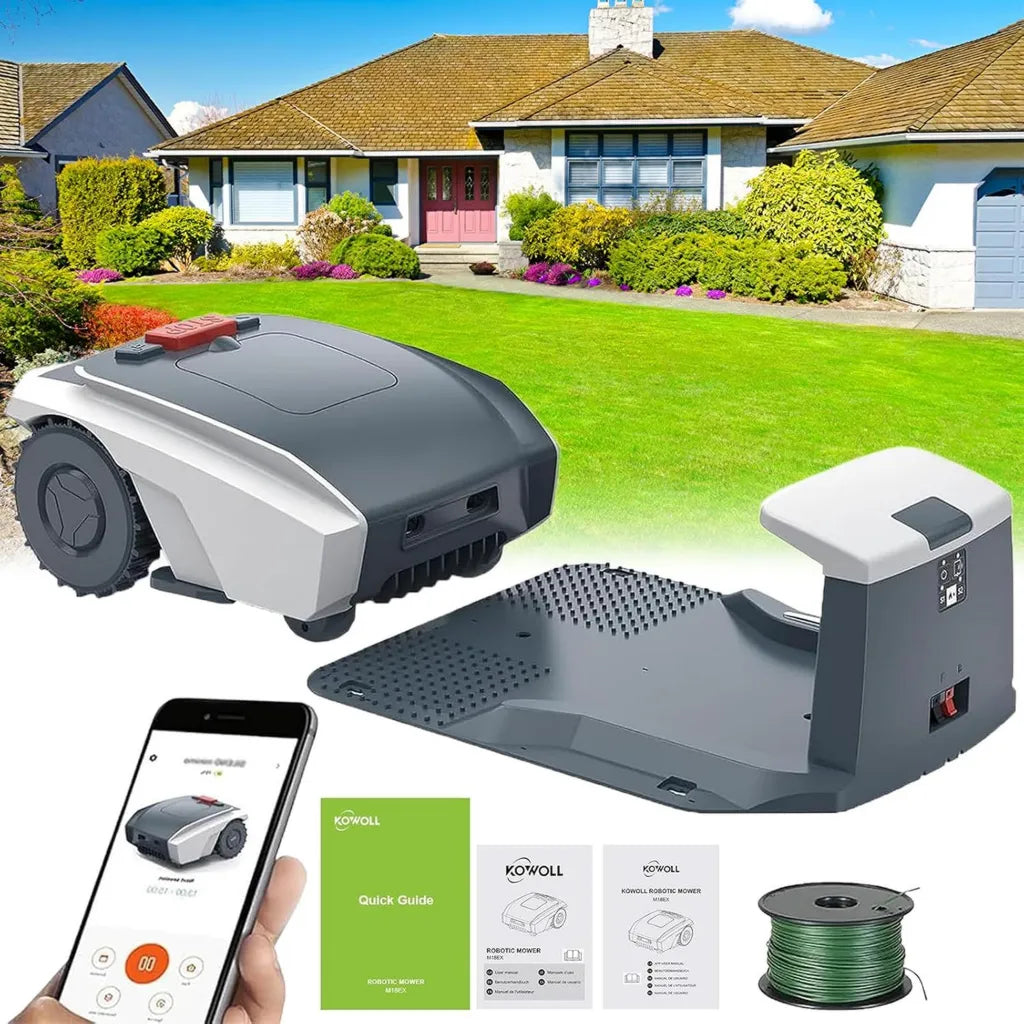 Tondeuse Robotisée Silencieuse avec GPS et Contrôle Bluetooth, pour Pelouses Jusqu'à 1500 m², Gris