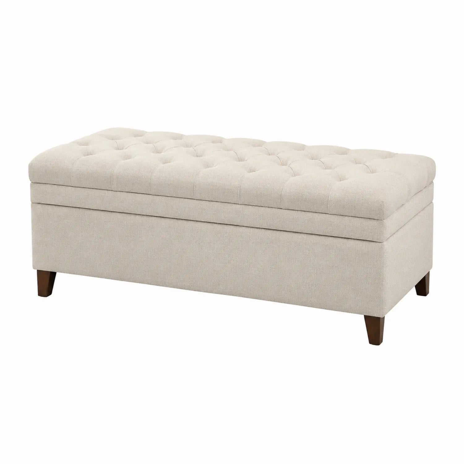 Banc de rangement en tissu beige 120x40x45 cm