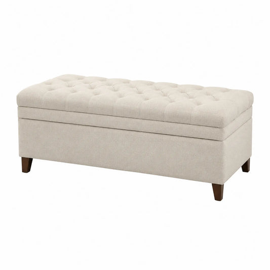Banc de rangement en tissu beige 120x40x45 cm
