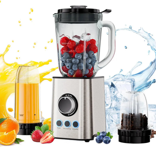 Robot mixeur multifonction 3 en 1 Biomix, 1300 W, acier inoxydable, programmes automatisés, broyeur pour glace et épices