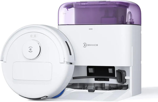 Robot Aspirateur ECOVACS DEEBOT Mini, 8000 Pa, Technologie ZeroTangle 2.0, TrueMapping, Séchage 45°C, Vidage Automatique, Nettoyage Profond Intelligent, Violet