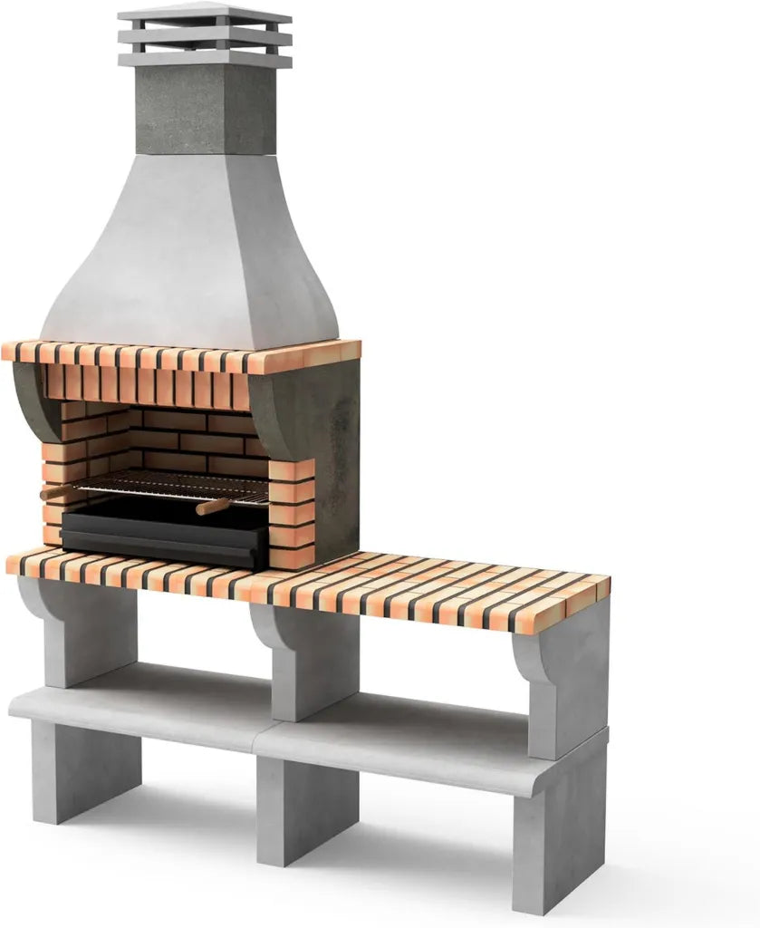 MOVELAR - Barbecue Maipu XL en béton réfractaire avec grilles doubles et support latéral