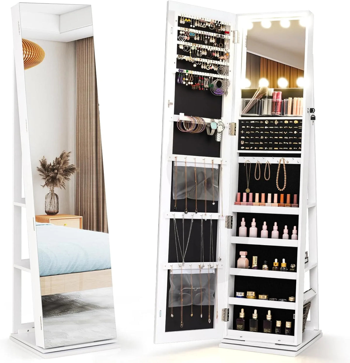 Armoire de rangement: sur pied, verrouillable, affichage LED, grande capacité, blanc