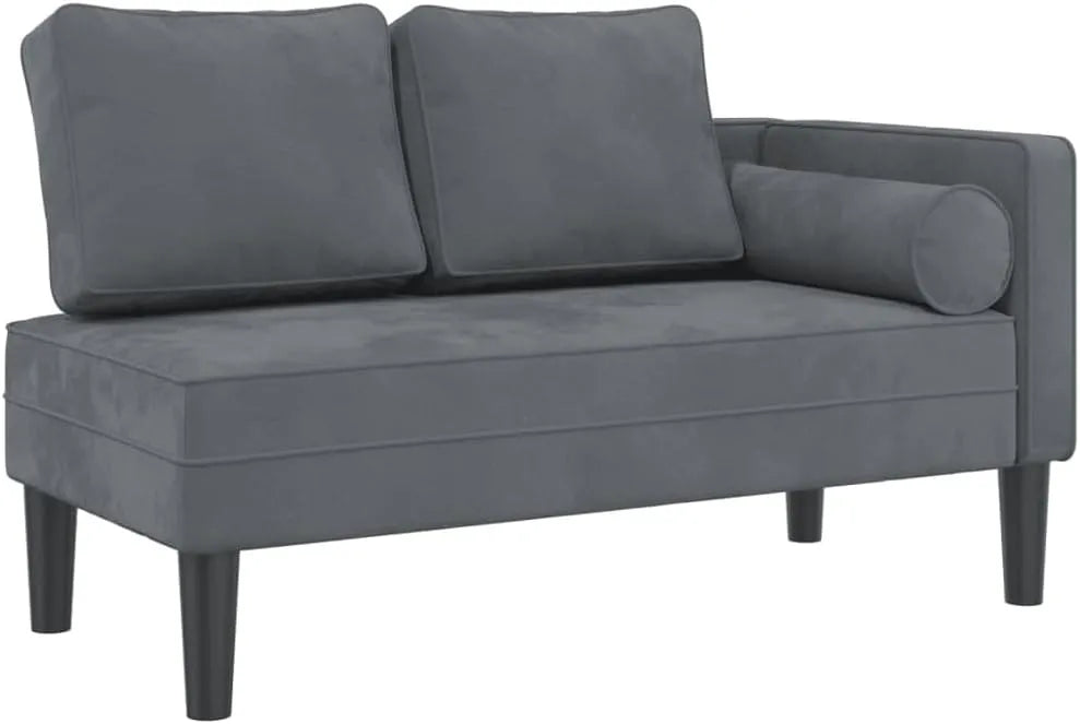 Chaise – avec coussins, gris, revêtement en velours