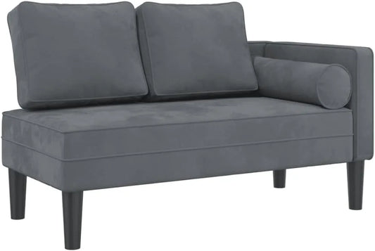 Chaise – avec coussins, gris, revêtement en velours