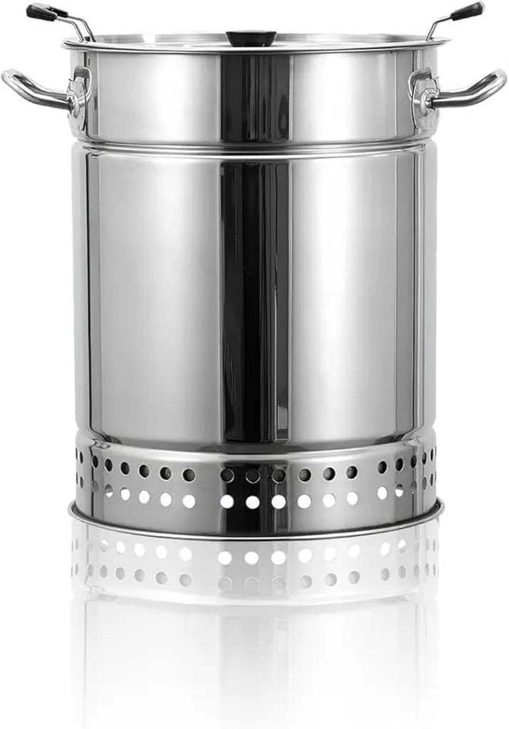 Grill à charbon portable sans fumée avec rôtisserie et fumoir en acier inoxydable