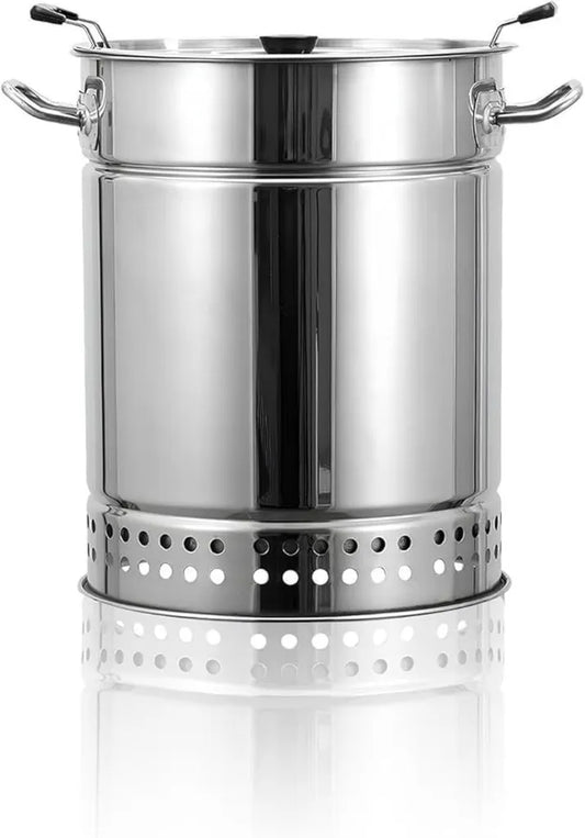 Grill à charbon portable sans fumée avec rôtisserie et fumoir en acier inoxydable