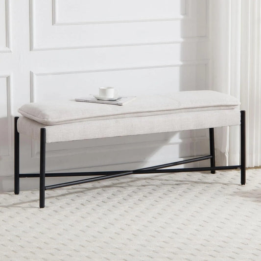 Banc et banquette d'intérieur — en métal, beige