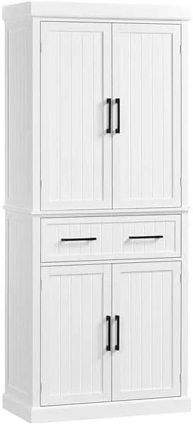 Armoire de rangement — avec rangement, avec tiroirs, avec Bibliothèque et étagère de rangements, réglable, 6 Étagères, 2 Tiroirs, 76, 5 × 40