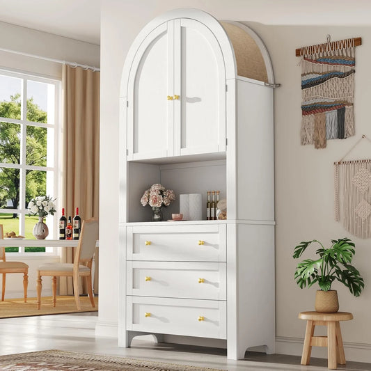 Armoire de rangement — en bois, avec rangement, avec tiroirs, avec Bibliothèque et étagère de rangements, 2 Portes, 3 Tiroirs, blanc