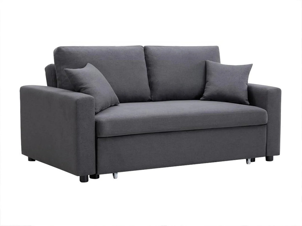 Canapé – Anthracite, revêtement en tissu, convertible, 3 Places