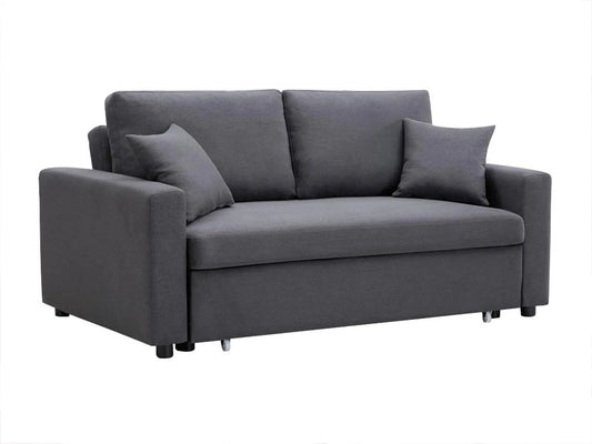 Canapé – Anthracite, revêtement en tissu, convertible, 3 Places