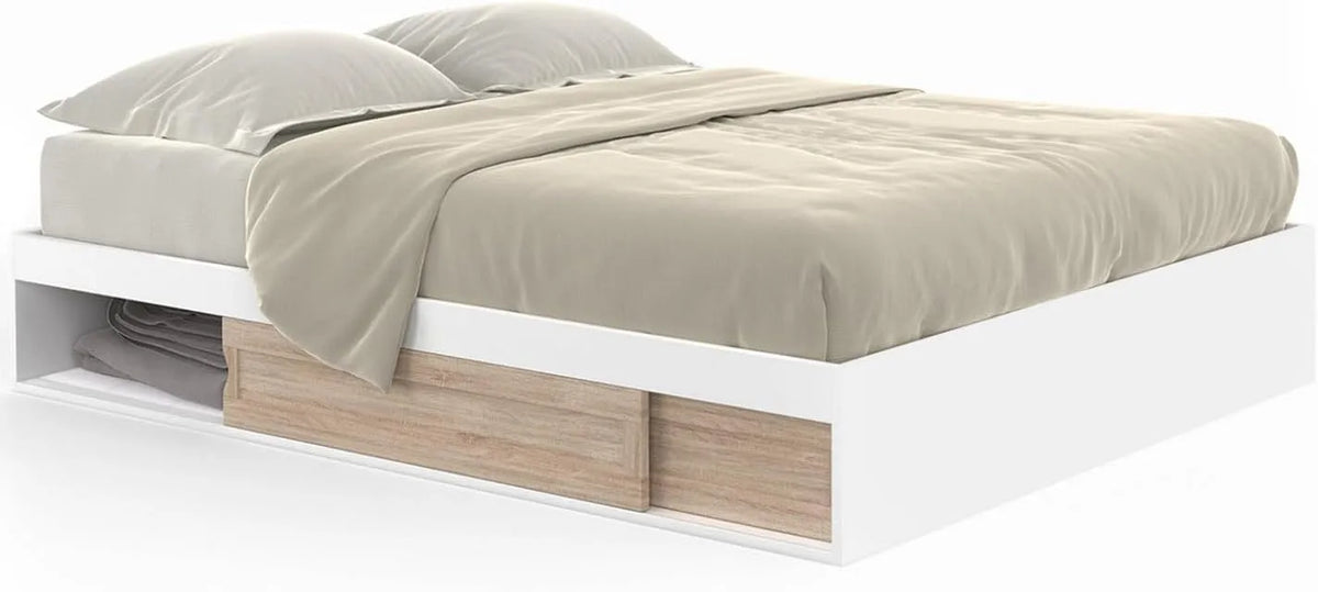 IDMarket: avec rangement, 140 × 190 cm, blanc