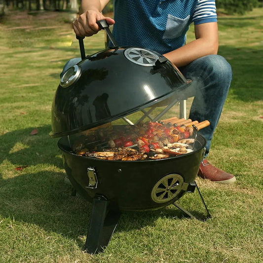 Barbecue en Charbon de Bois pour Extérieur, Ensemble Complet avec Support Rond et Épais, Idéal pour Jardin et Pique-Nique