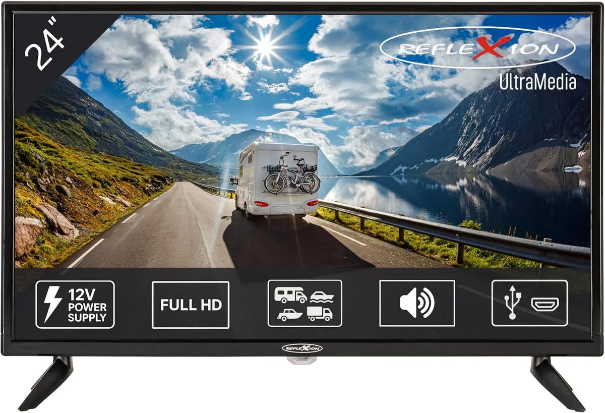 Smart TV, 60 cm, 230 V, téléviseur, Reflexion LED2425, triple tuner DVB-T2, S2, DVB-S2, Full HD, camping, enregistrement PVR, Camion 12, Camping-Car