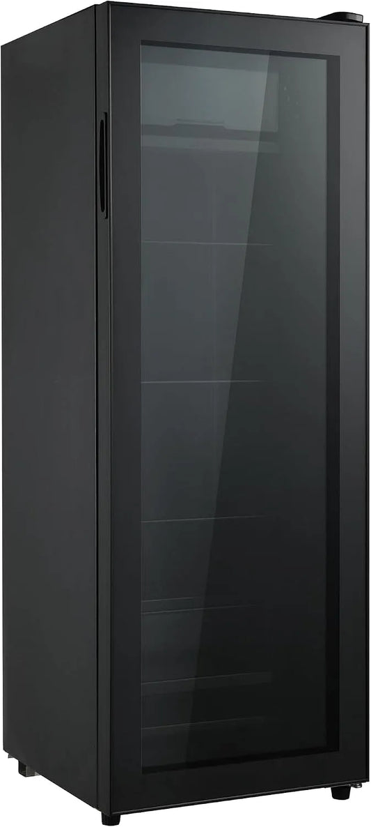 Réfrigérateur, 128 L, 43 dB, éclairage LED, silencieux, noir, 7 niveaux, congélation 8L, porte verre trempé double, étagères ajustables, installation