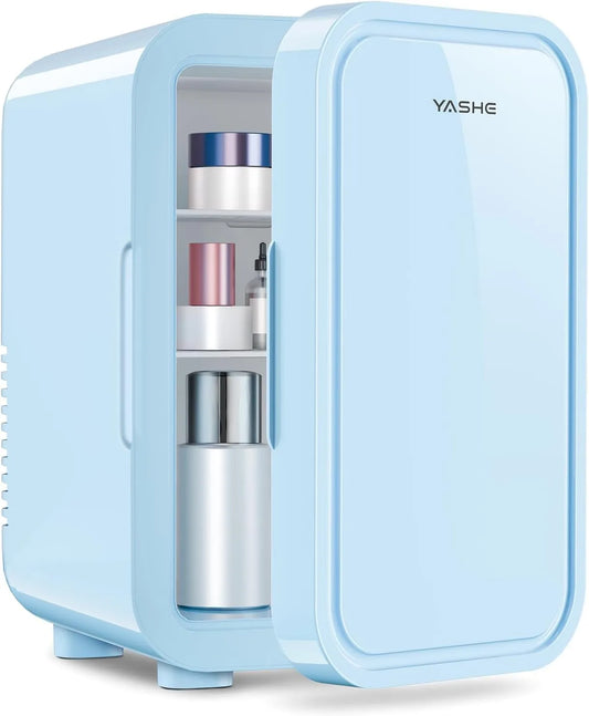 Réfrigérateur litres, 6 L, 240 V, portable, bleu, DC, YASHE Mini réfrigérateur, soins de la peau, boissons, bureau, dortoir et voiture